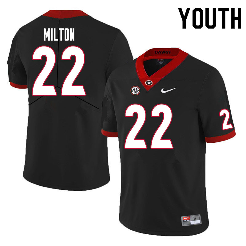 Youth #22 Kendall Milton Georgia Bulldogs College Football Jerseys Sale-Black - Click Image to Close